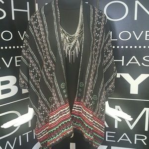 Black Printed Kimono Top / Jacket (NWT)